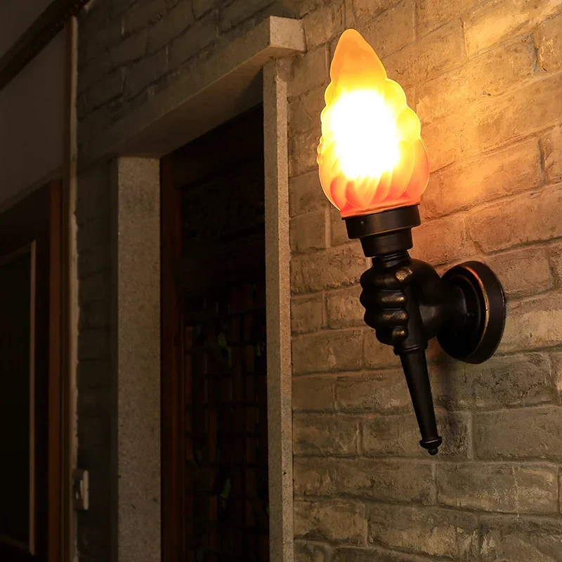 

Creative torch hand wall lamp outdoor light garden yard porch living room bedroom stair aisle corridor restaurant light WF1010