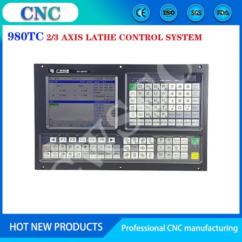 CNC lathe controller KY-980TC 2 3 axis control system 8 inch display PLC function Tac panel