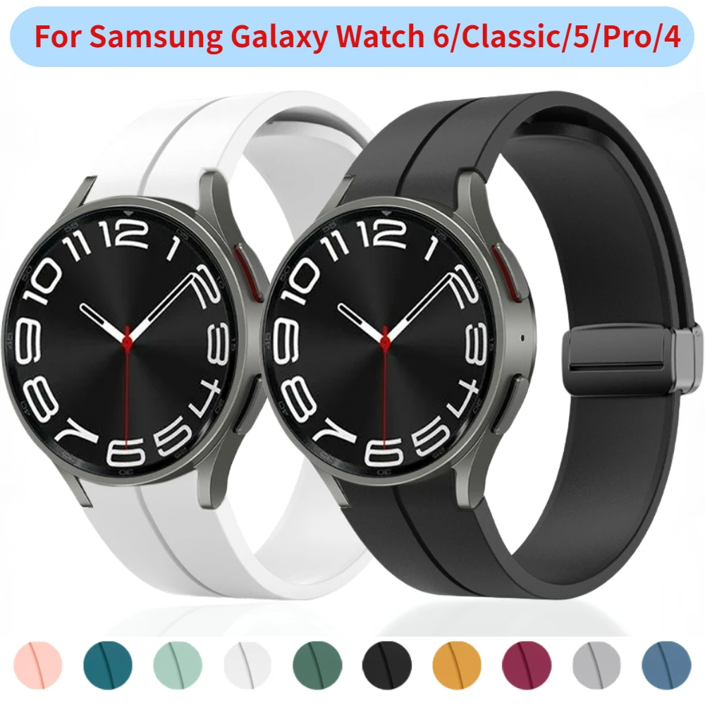 

Silicone Strap for Samsung Galaxy Watch 7/6/5/4 44mm 40mm Classic 47mm 43mm 46mm 42mm Magnetic Wristband Samsung Watch 5pro 45mm