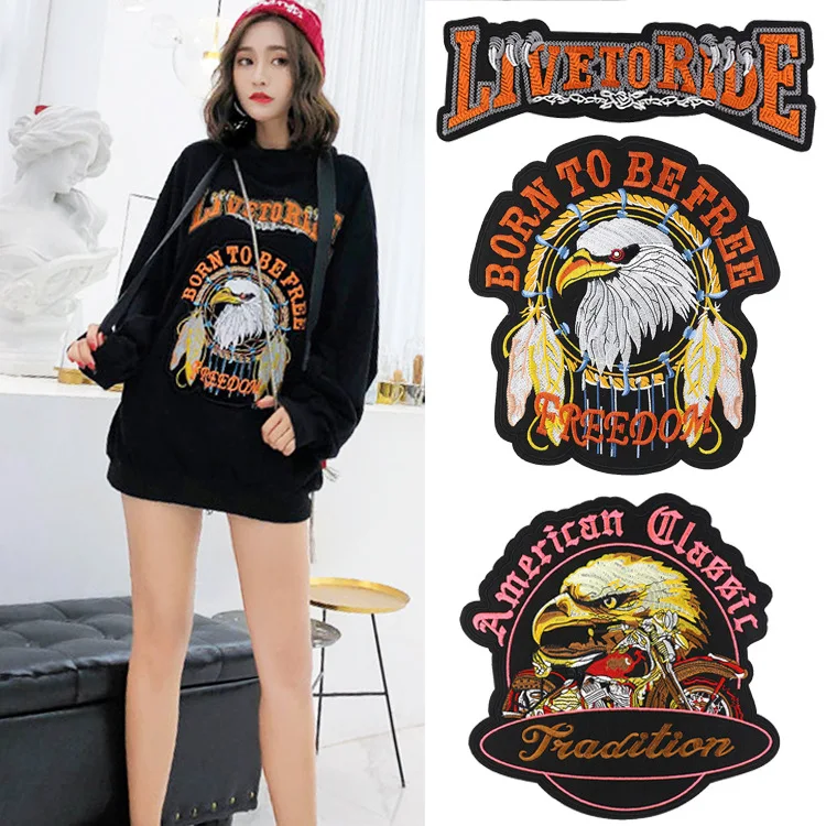 S/L روك باند المطرزة بقع للملابس النسر باو الحديد على التصحيح Stick مع الحديد الملابس السائق دراجة نارية يزين Diy بها بنفسك #4