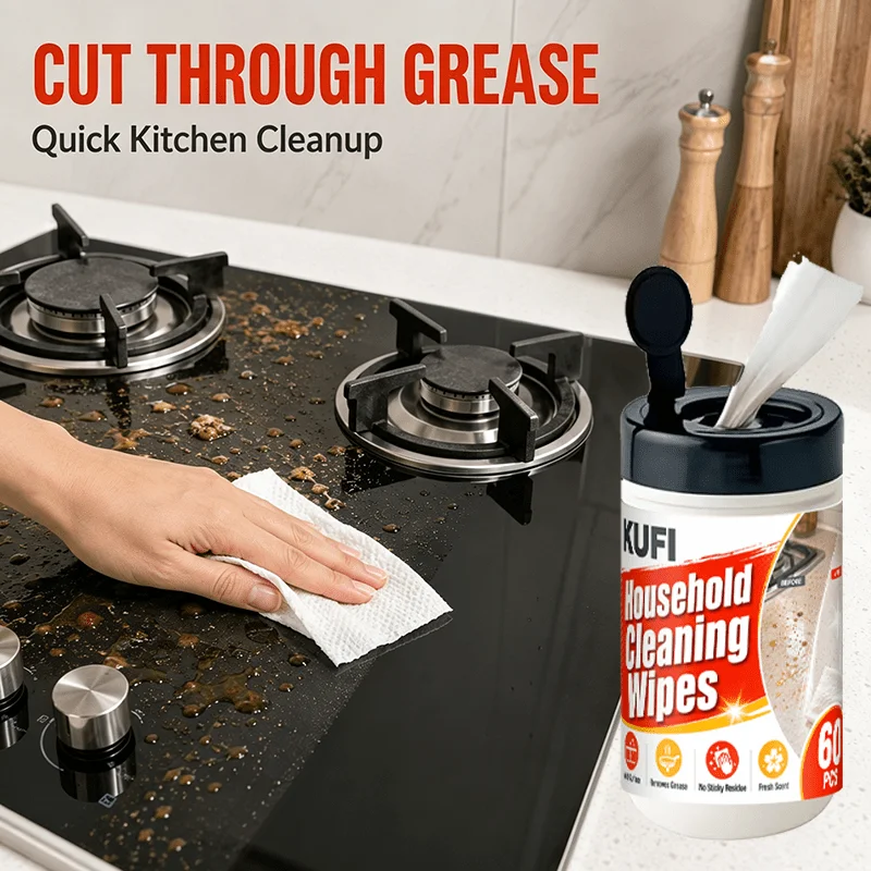 Household Kitchen Grease Wipes, Disposable for Range Hoods, Stoves, Sinks, Cabinets & Tables, Removes Kitchen Oil Stains