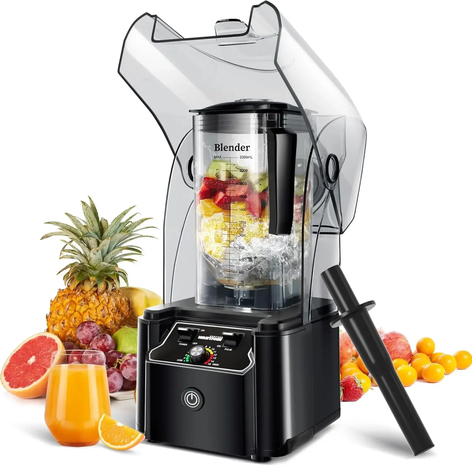 Professional Commercial Blender With Shield Quiet Sound Enclosure 2200W Industries Strong and Quiet Professional-Grade