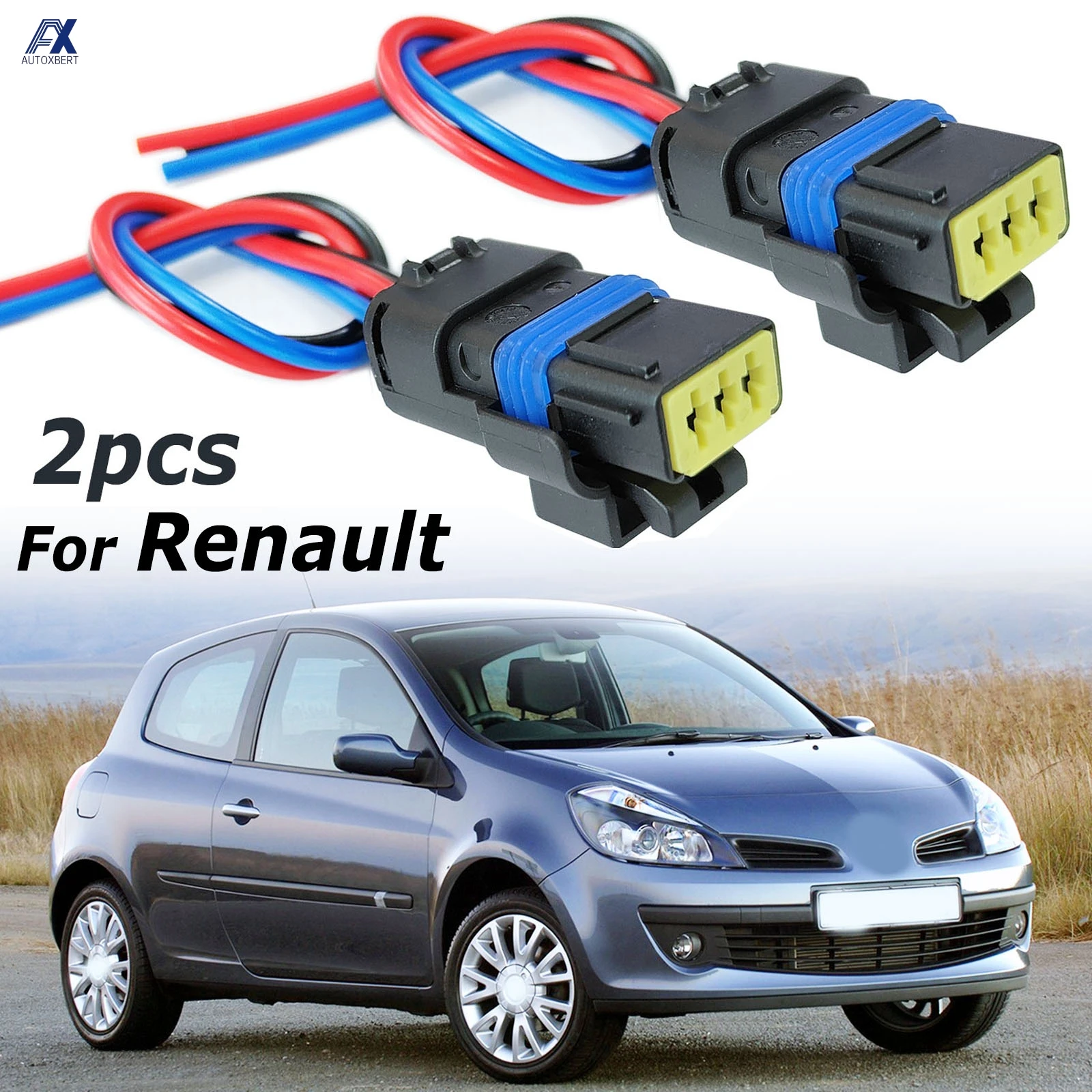 Par para renault clio captur twingo perfênico kangoo megane thalia trilho de combustível sensor de alta pressão conector plug chicote 8200584034