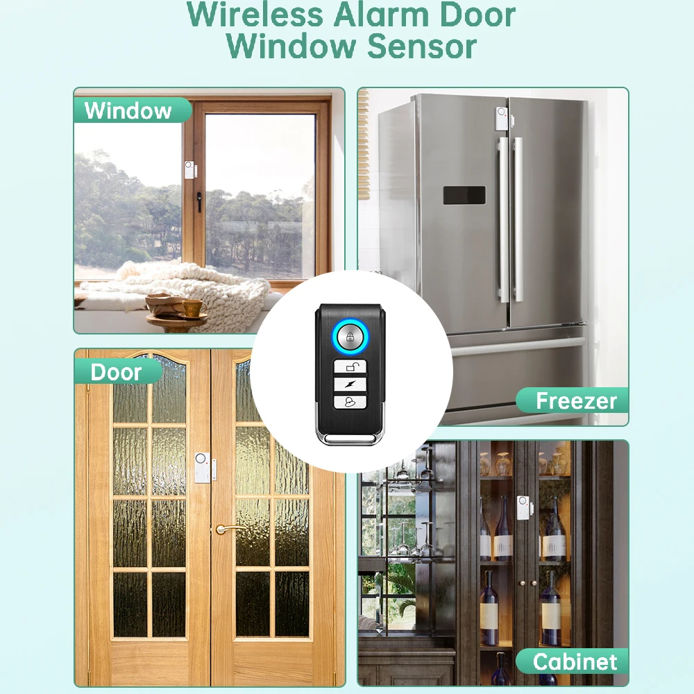Беспроводная дверная сигнализация Electop с дистанционным управлением 105 дБ, анти-потерянное напоминание о открытии окна холодильника, домашняя охранная сигнализация