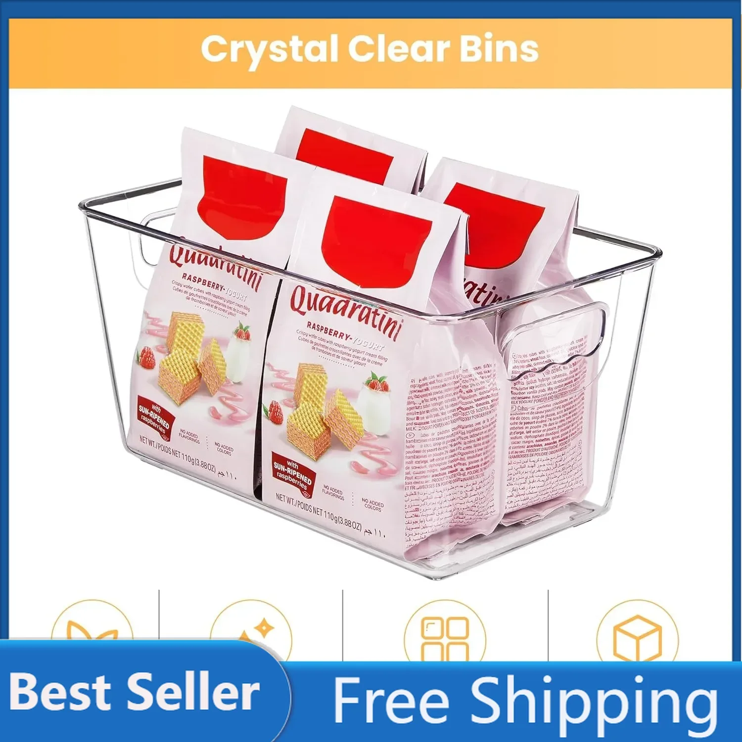 

YIHONG средние прозрачные контейнеры для хранения, Стандартные Контейнеры набор из 12 пластиковых контейнеров, встроенные ручки идеально