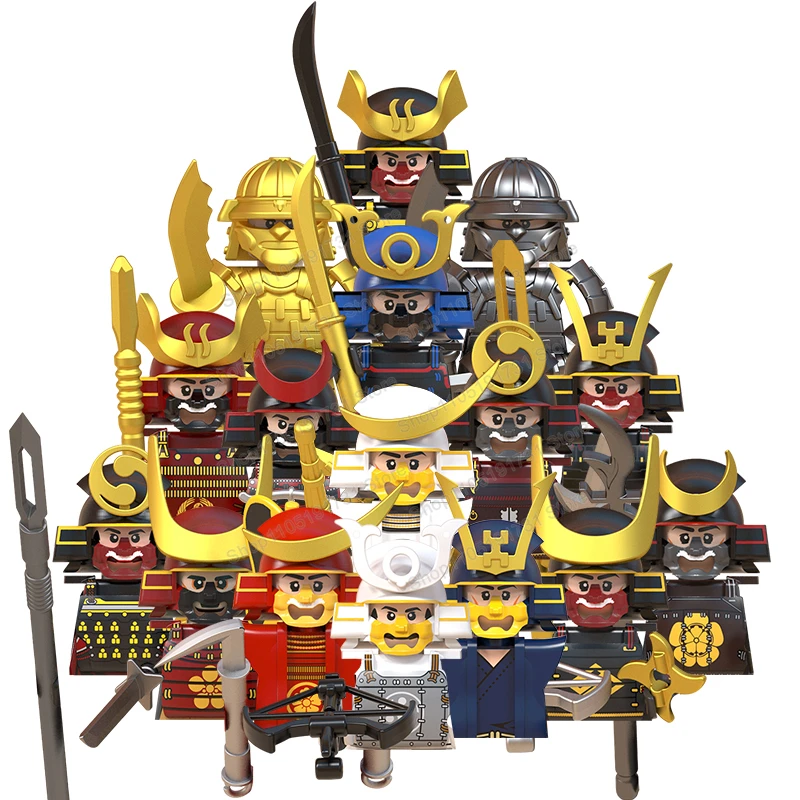 

Comic Medieval Samurai Armor Soldiers Sword Shields Action Figures Bricks Building Blocks Dolls Toys For Kids Festival Gifts