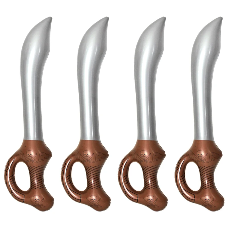 Espadas piratas infláveis engraçadas, 4 unidades, brinquedo de aniversário de halloween, espada inflada, faca de simulação para piscina, cosplay, adereço de palco