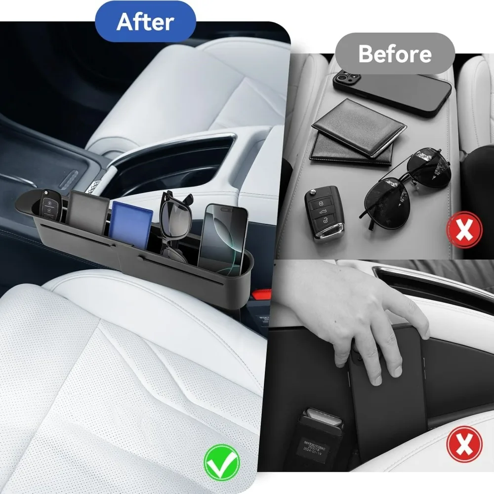 Car Seat Crevice Storage Box Gap Slit Filler Storage Shelf Multi-functional Large Capacity Push Pull Type Car Storage Rack