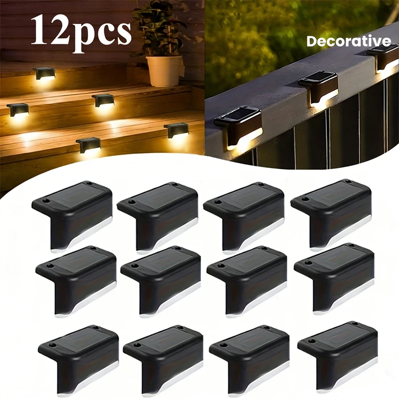 4/8/12/pcs Solar LED Lights Outdoor Garden Light Deck Lamp Solar Stairs Light Waterproof Solar Step Lamp Patio Garden Decoration