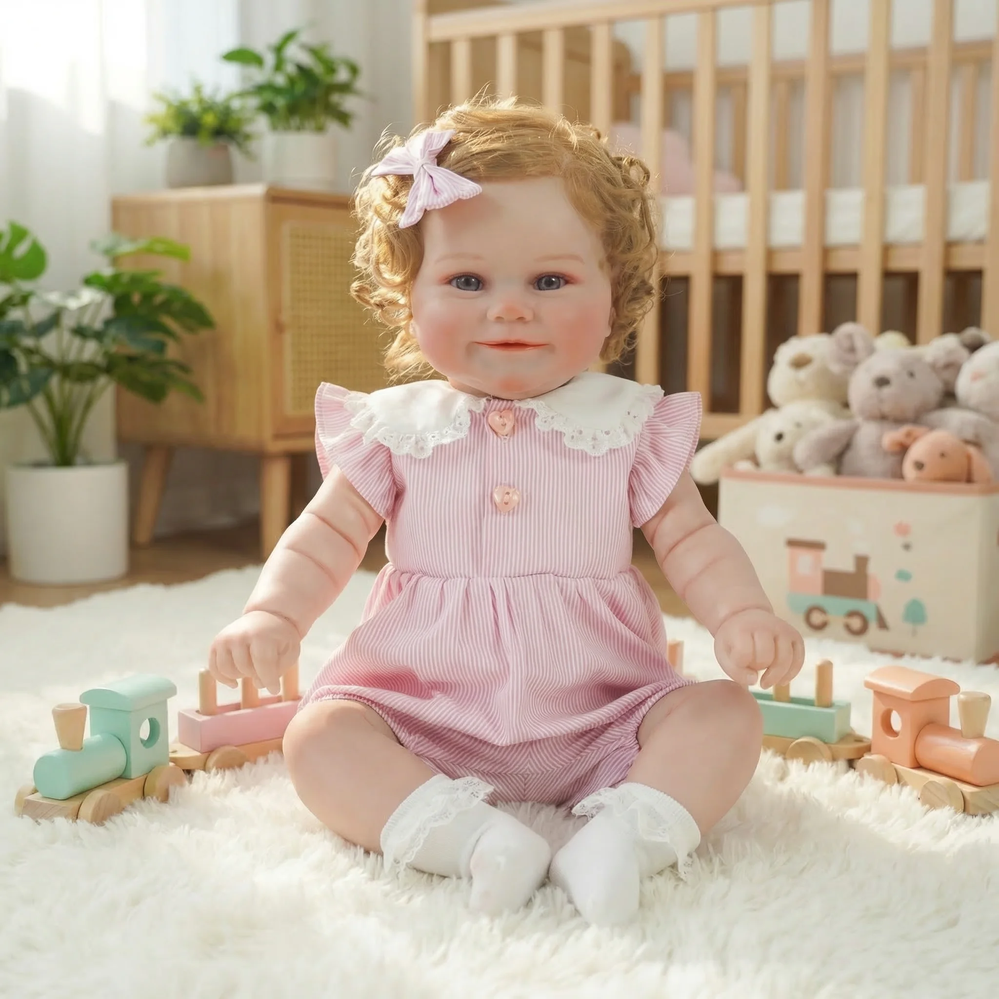 

Очаровательная кукла-реборн 50 см с реалистичной 3D-расписной кожей, видимыми венами и мягкими волосами, приглубленными в корне. Подарок на День благодарения/Рождество.