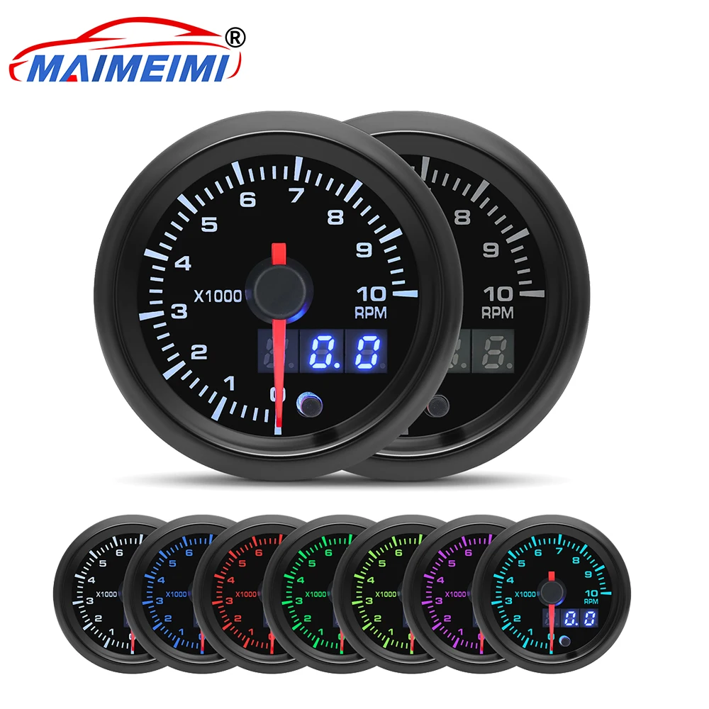 

0-1000rpm Tachometer LED Display with 7 colors Digital pointer tachometer rpm for 4/6/8 cylinder car