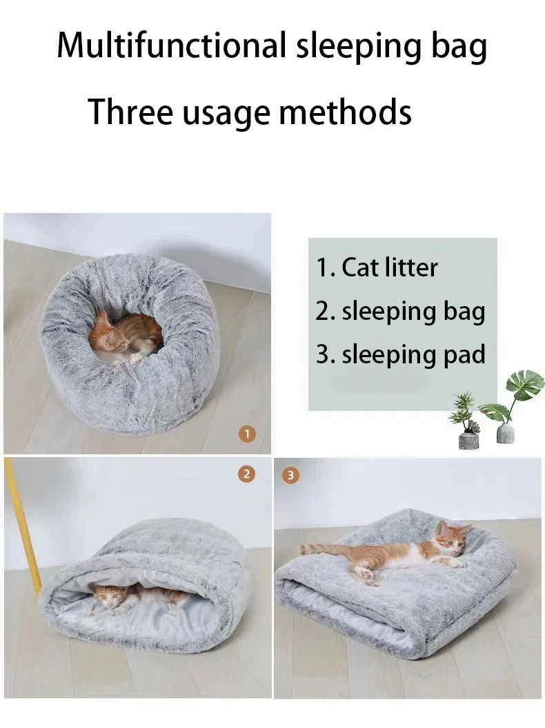 Trend Pet Cat Multifunctional Sleeping Bag: Three Combinations of Fun, Soft, and Warm Sleeping Pet Bags for Cats and Puppies