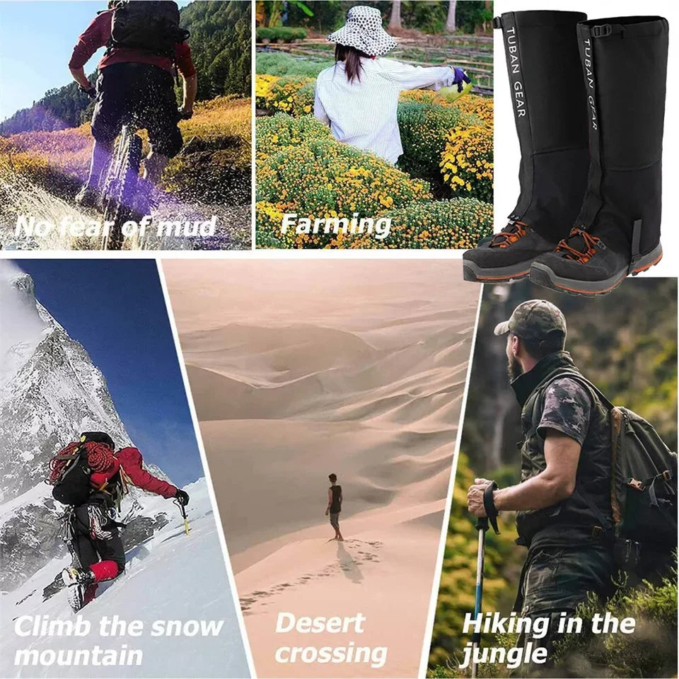 Waterproof hiking and snake bite resistant leg guards are reusable and suitable for outdoor activities such as hiking and mowing