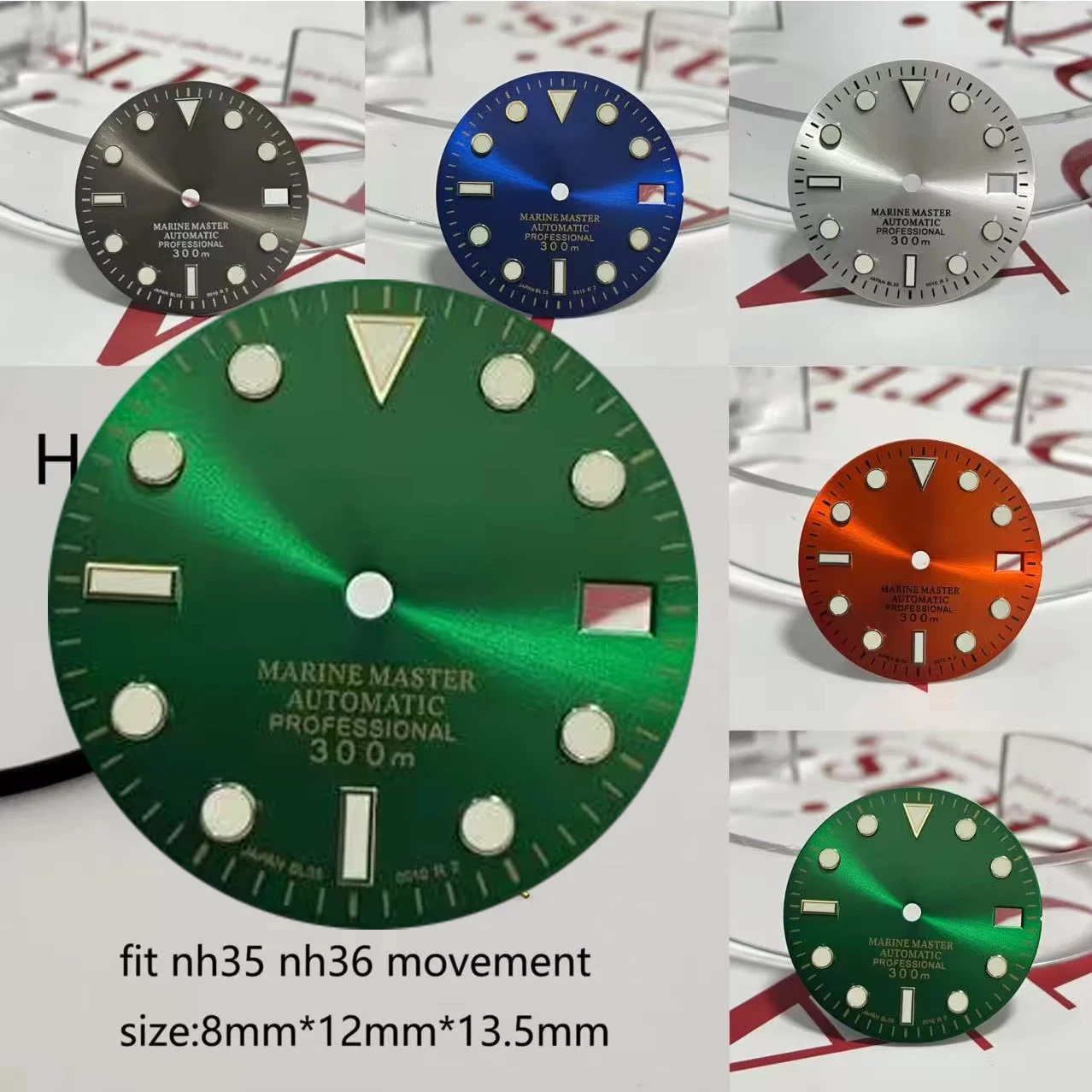 28.5mm Blue Hot Selling SUB Green Glow Black Green S Logo Dial Silver Gold Needle Set NH35 29mm S Dial Automatic Movement
