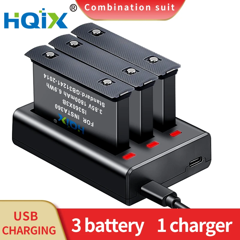 

HQIX for Insta360 X3 Panorama Action Camera Battery Charger