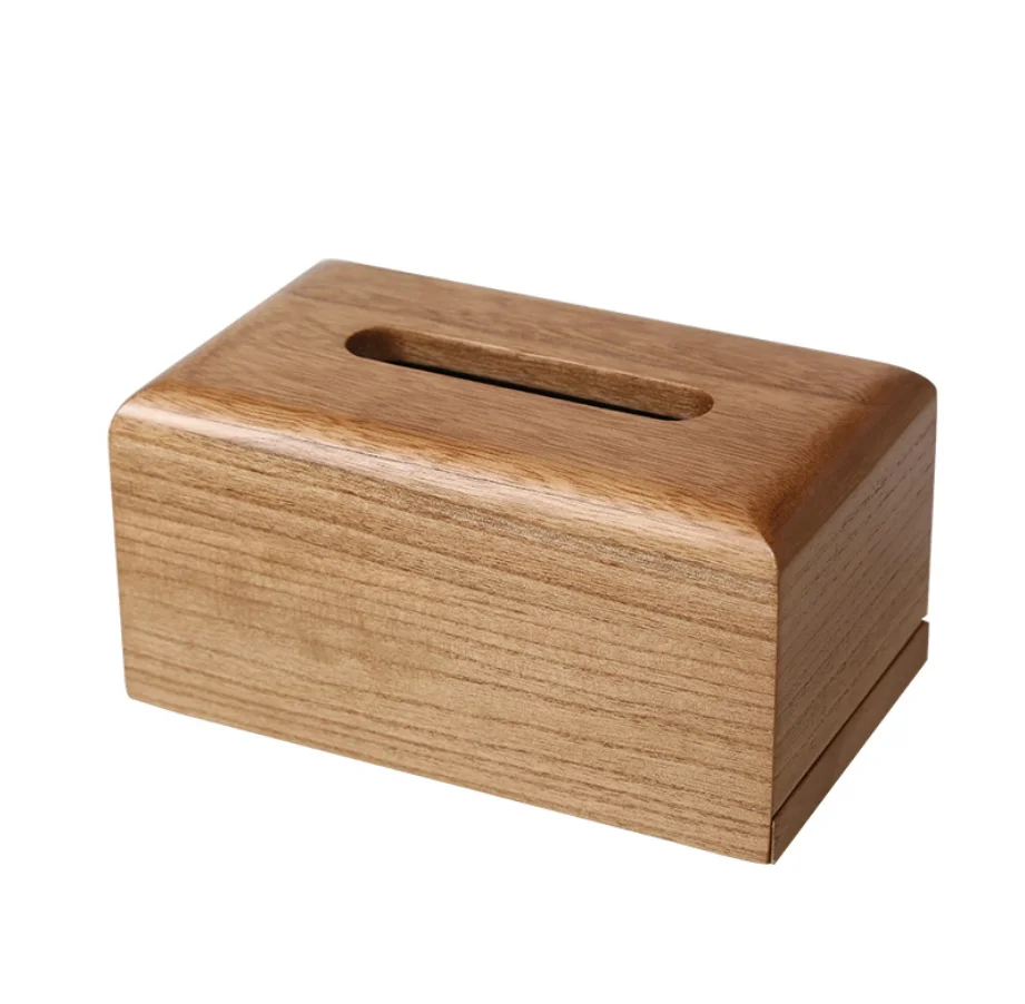hot saltWood Craft Facial Tissue Box Cover Wooden Natural Tissue Paper Container Walnut Wood
