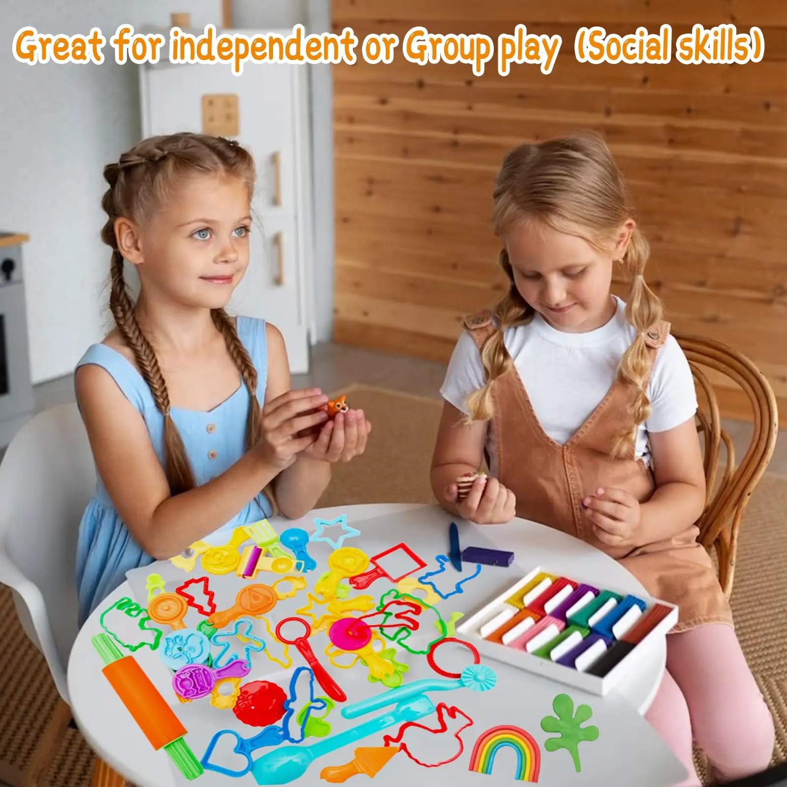 Speeldeeggereedschap 45-delig Speeldeeggereedschapset voor kinderen, Speeldeegaccessoires Plastic speeldeeg Dierenvormen Snijders, Speeldeeg