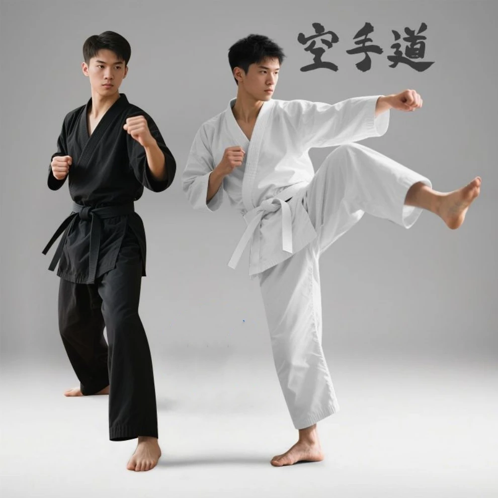 

Качественный каратэ Добок для детей и взрослых, легкая униформа для каратэ, студенческий костюм Gi, WKF, тренировочная ткань для кикбоксинга, кимоно, бесплатный пояс