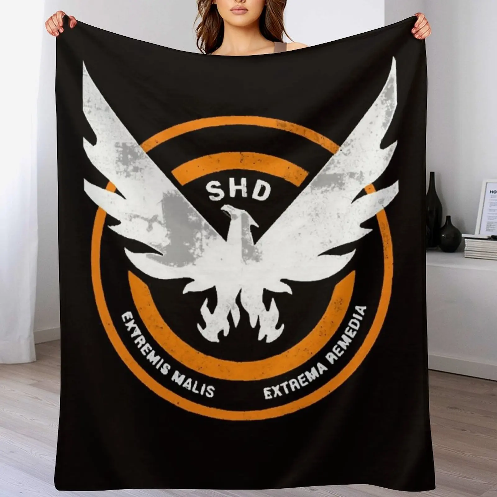 The Division SHD Grunge Logo 2 Throw Blanket blankets ands Shaggy Nap Decorative Sofas Blankets