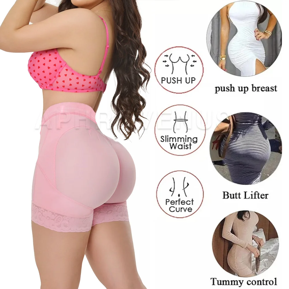 Fajas Colombianas Pink Butt Lifter Shorts for Women High Waist Shapewear Waist Trainer Slimming Compression Underwear