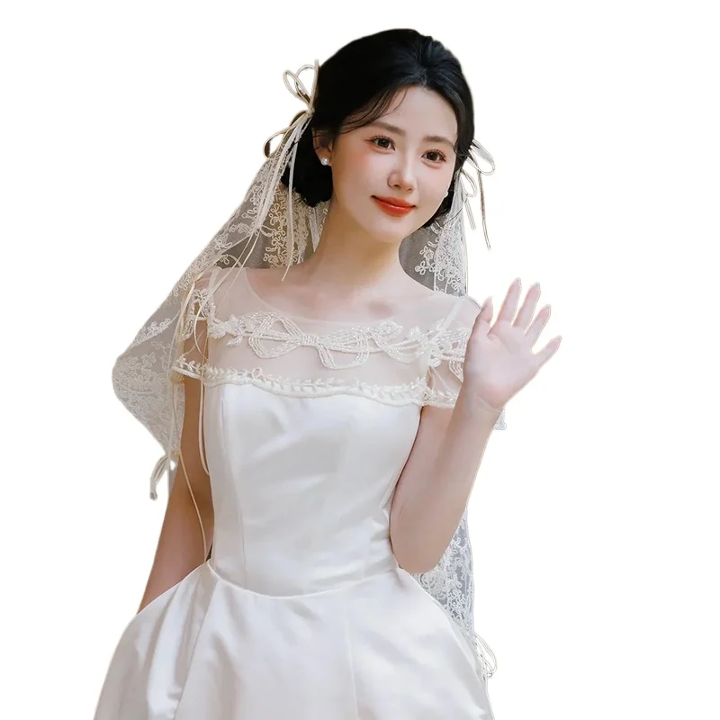 premium-engagement-dress-french-retro-light-wedding-dress-niche-short-lace-veil