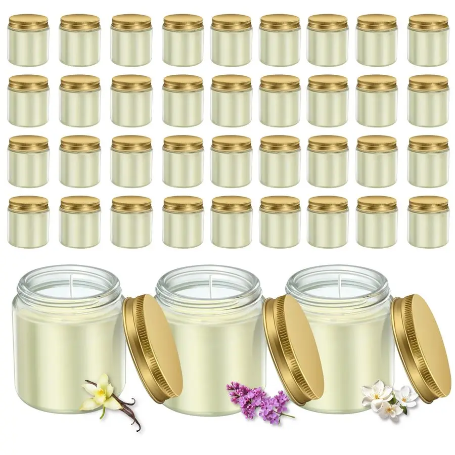 

36 Pcs 4oz Mini Mason Jar Candles Small Scented Candles Bulk Aromatherapy Ideal Souvenir Favors for Wedding Birthday Party Vanil
