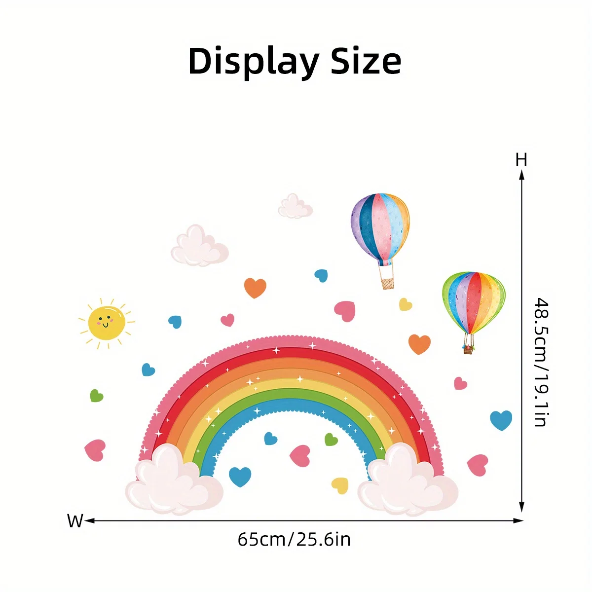 Cartoon Cute Rainbow Colorful Heart Balloon Sun Wall Stickers Removable for Bedroom Living Room Nursery Decoration Wall Decal