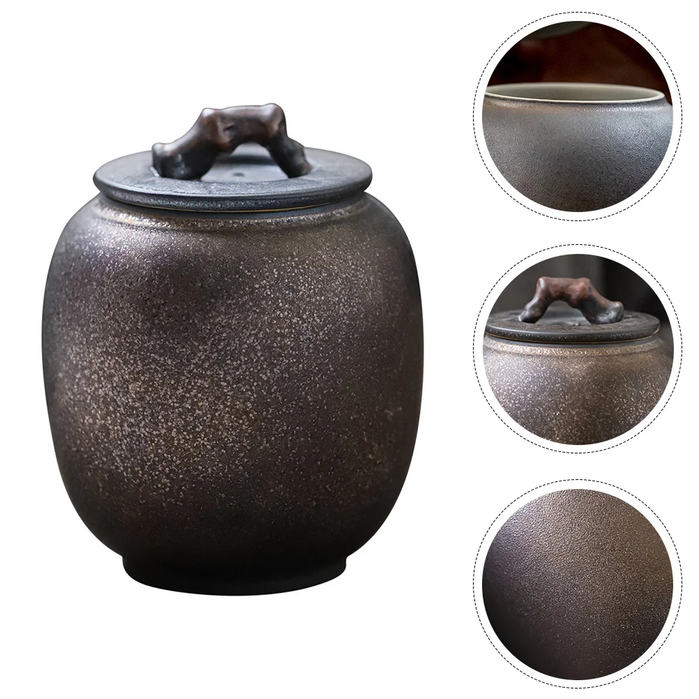 

Tea Leaf Storage Can Decorative Food Jar Ceramic Seal Container Household Sealing Retro