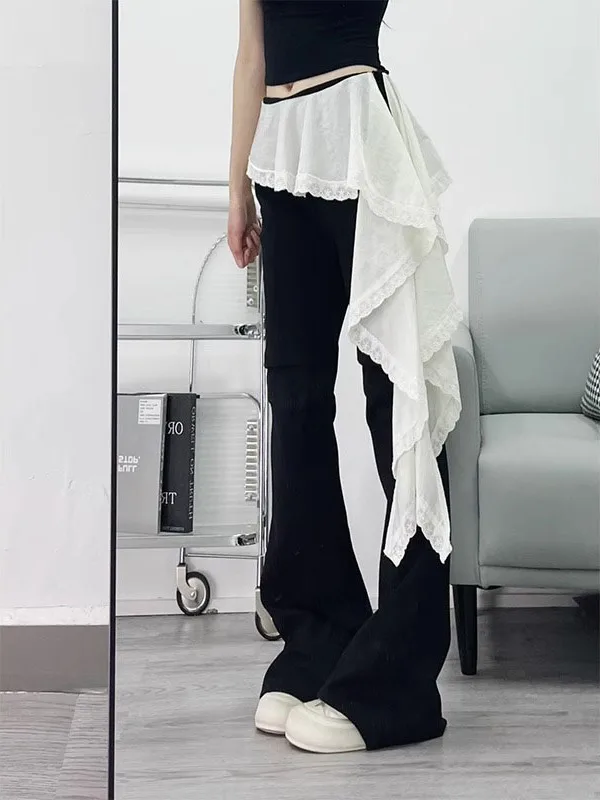 Plus Größe Spitze Splice Ballett Sle f Rock frauen Sommer Schichtung ort Rock Unebene Saum Abnehmen mittlere Taille Design