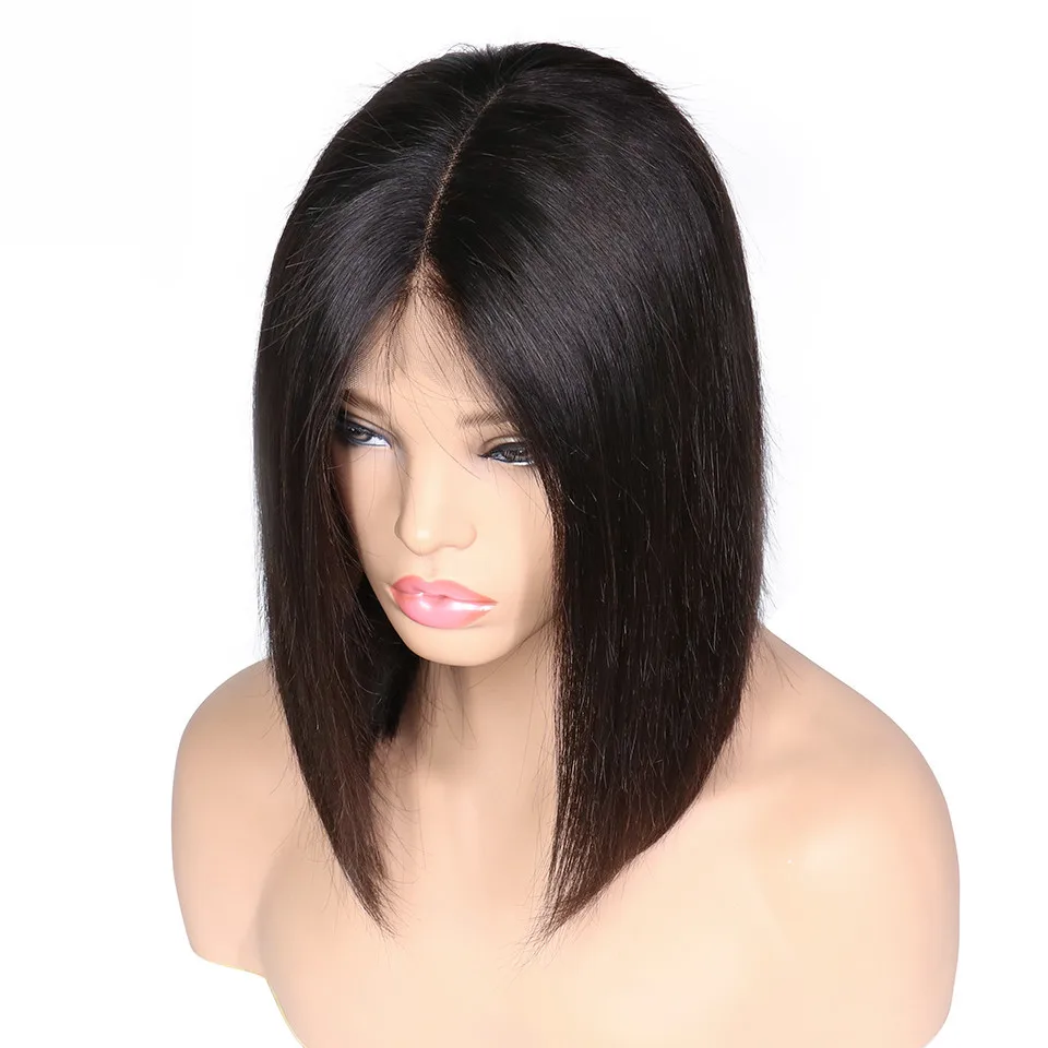 

jet black hue lovely straight hair Europeanlace front bob Wig