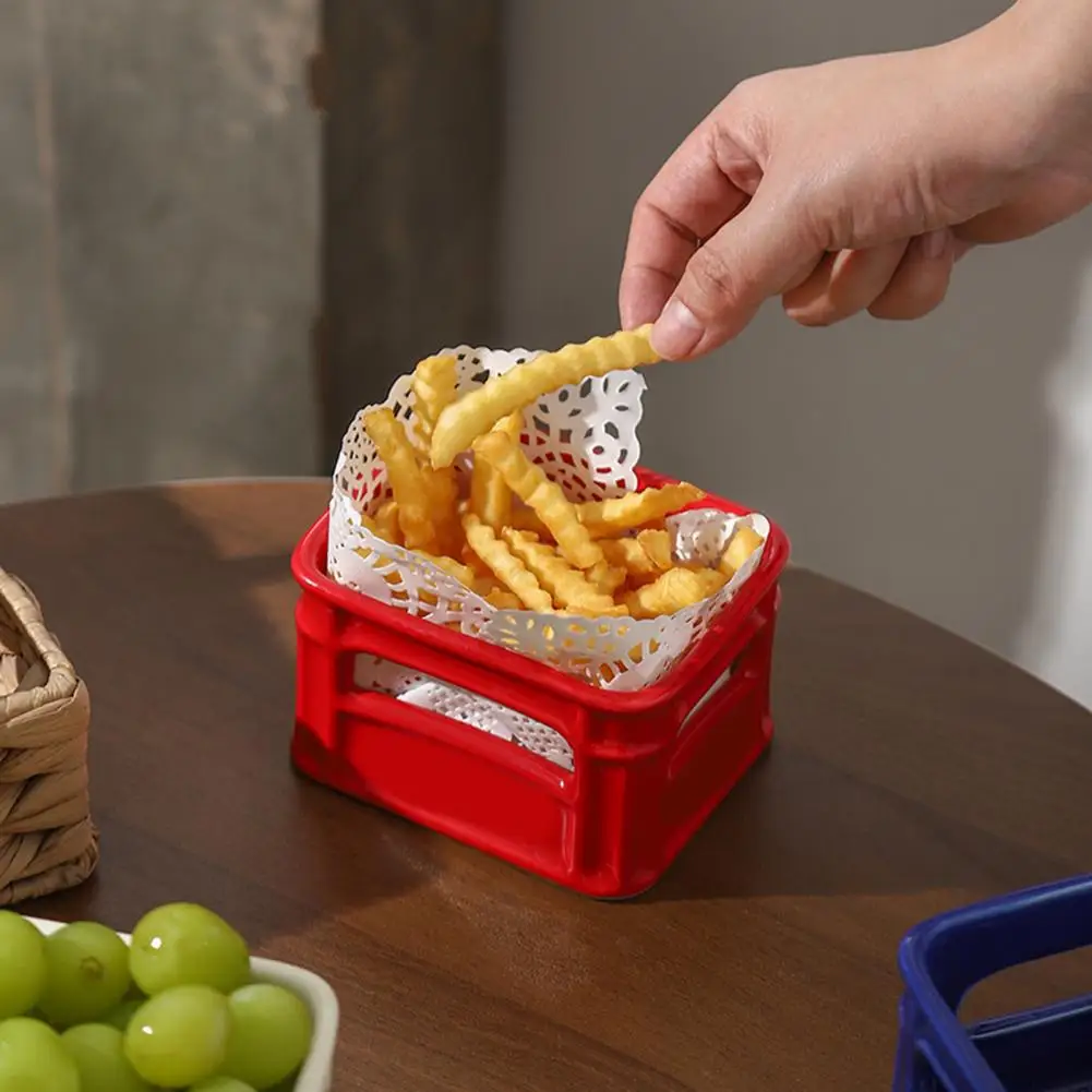 

Creative Ceramics Snack Bowl,Fruit Fries Salad Popcorn Nuts Storage Basket,Small Ceramic Organizer for Home Cafe Party