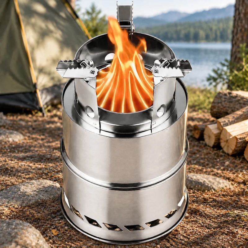 Portable Outdoor Cooking Stove Made of Stainless Steel for Camping, Hiking, BBQ, and Travel Use