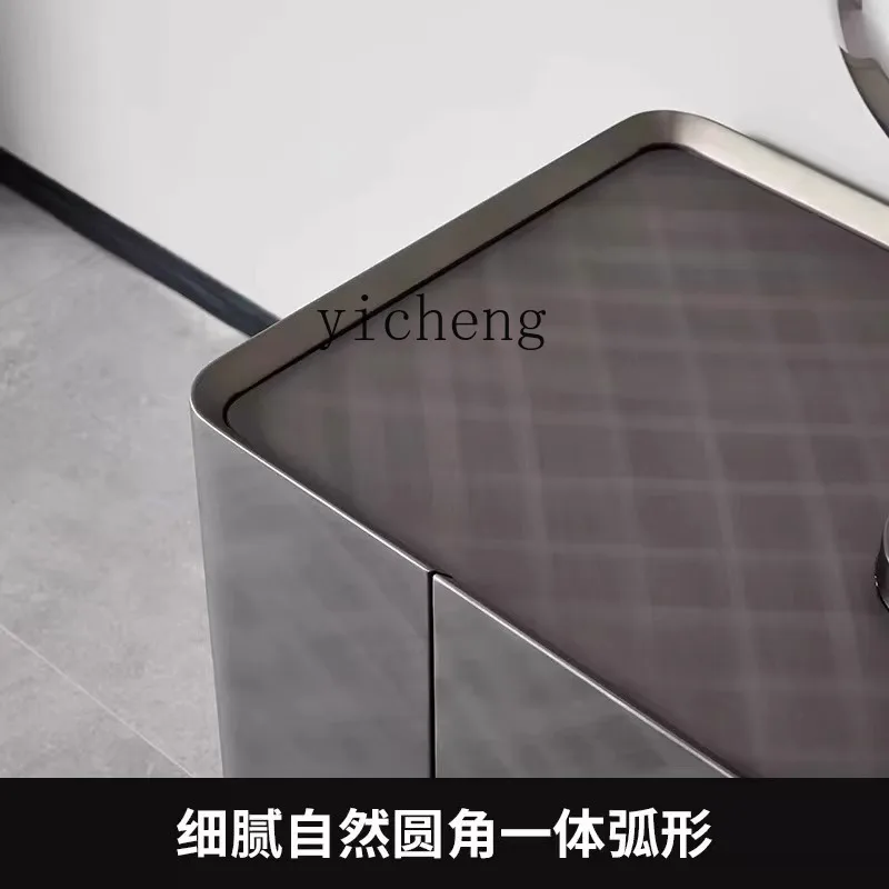 TQQ light luxury TV cabinet simple living room low floor cabinet furniture brushed metallic paint