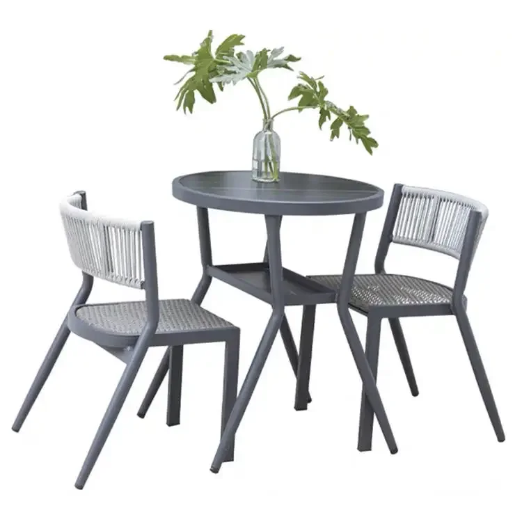 Metal Aluminum Patio Modern Outdoor Garden Rattan Furniture Table And Chair Outdoor Bistro Set