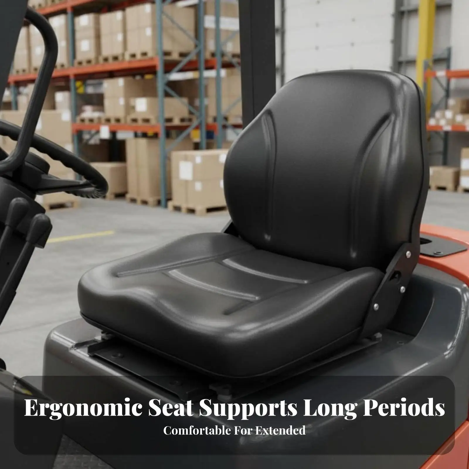 Seat Cushion for Forklift Ergonomic Faux Leather Comfortable Replacement Part for Tractors Loaders