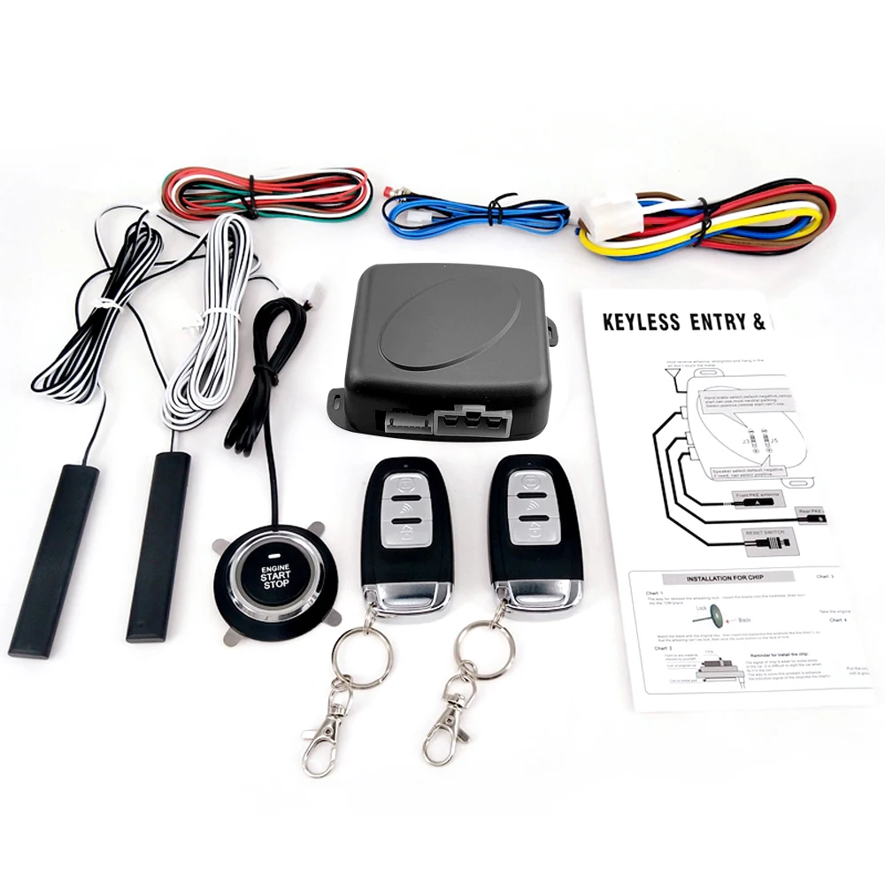 

9Pcs Car SUV Switch Keyless Entry Engine Start Alarm System Push Button Remote Starter Stop Auto Anti-theft System
