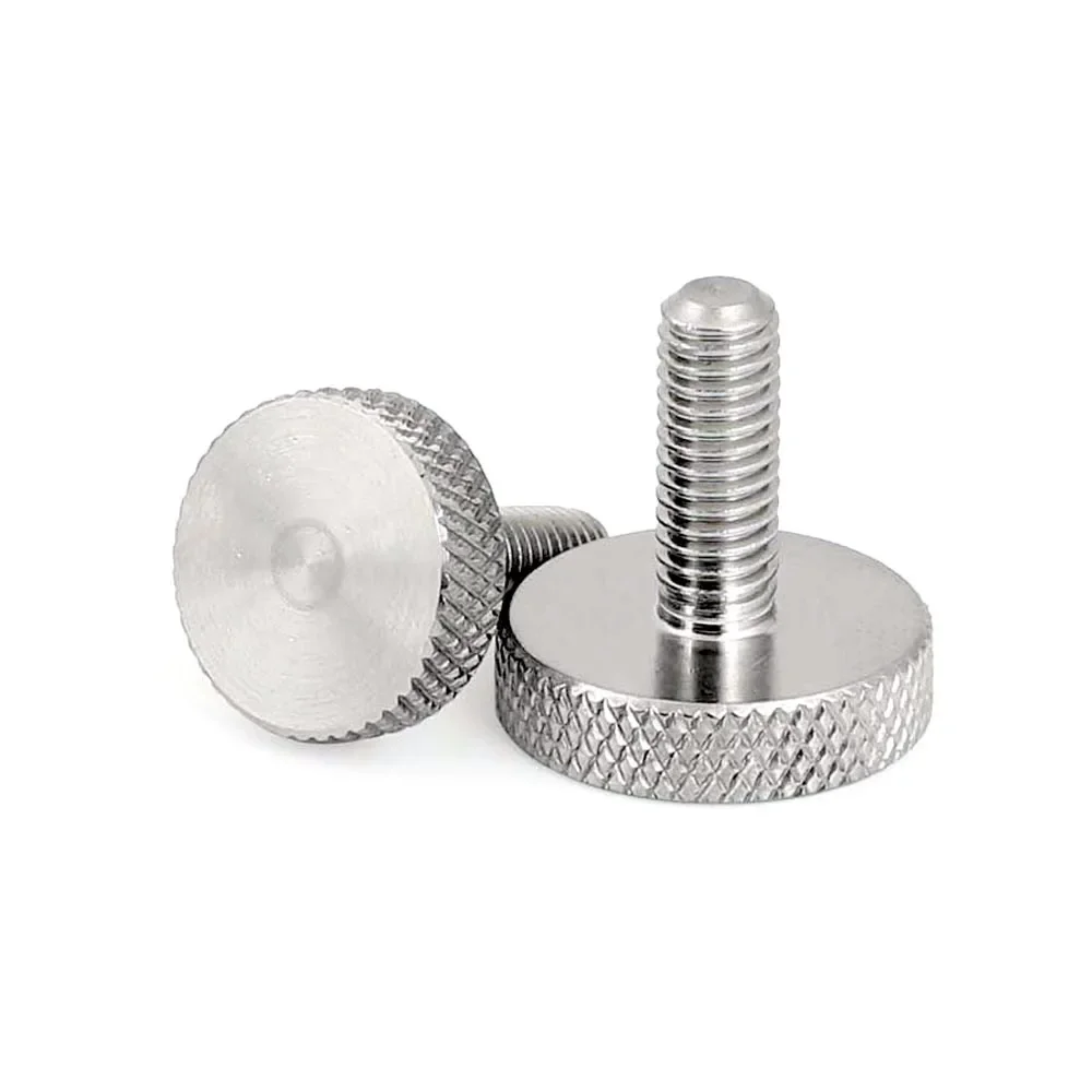 M2 M2.5 M3 M4 M5 M6 M8 M10 304 Stainless Steel Knurl Flat Head Hand Tighten Thumb Screw Curtain Wall Glass Thumb Bolts DIN653