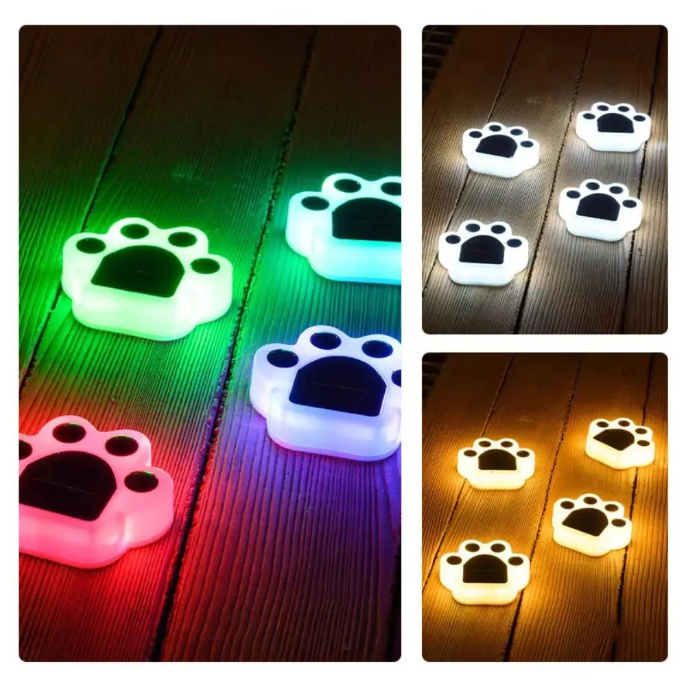 Solar Powered Solar Garden Light Decoration LED Lighting Outdoor Lawn Lamp Intelligent Light Control Animal Paw Print
