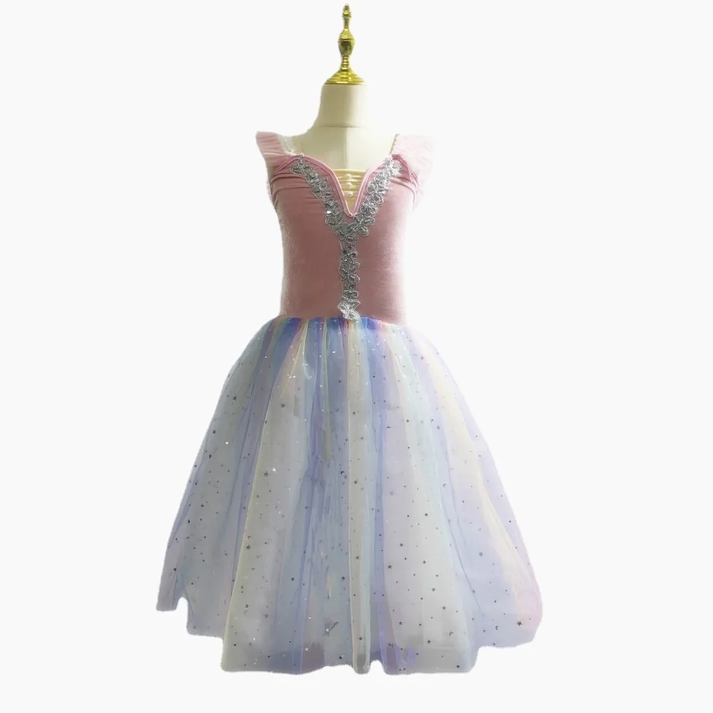 Rainbow Tutu Dress For Children's Ballet Skirt Girls' Fluffy Skirt Colorful Ballet Dance Performance Dress