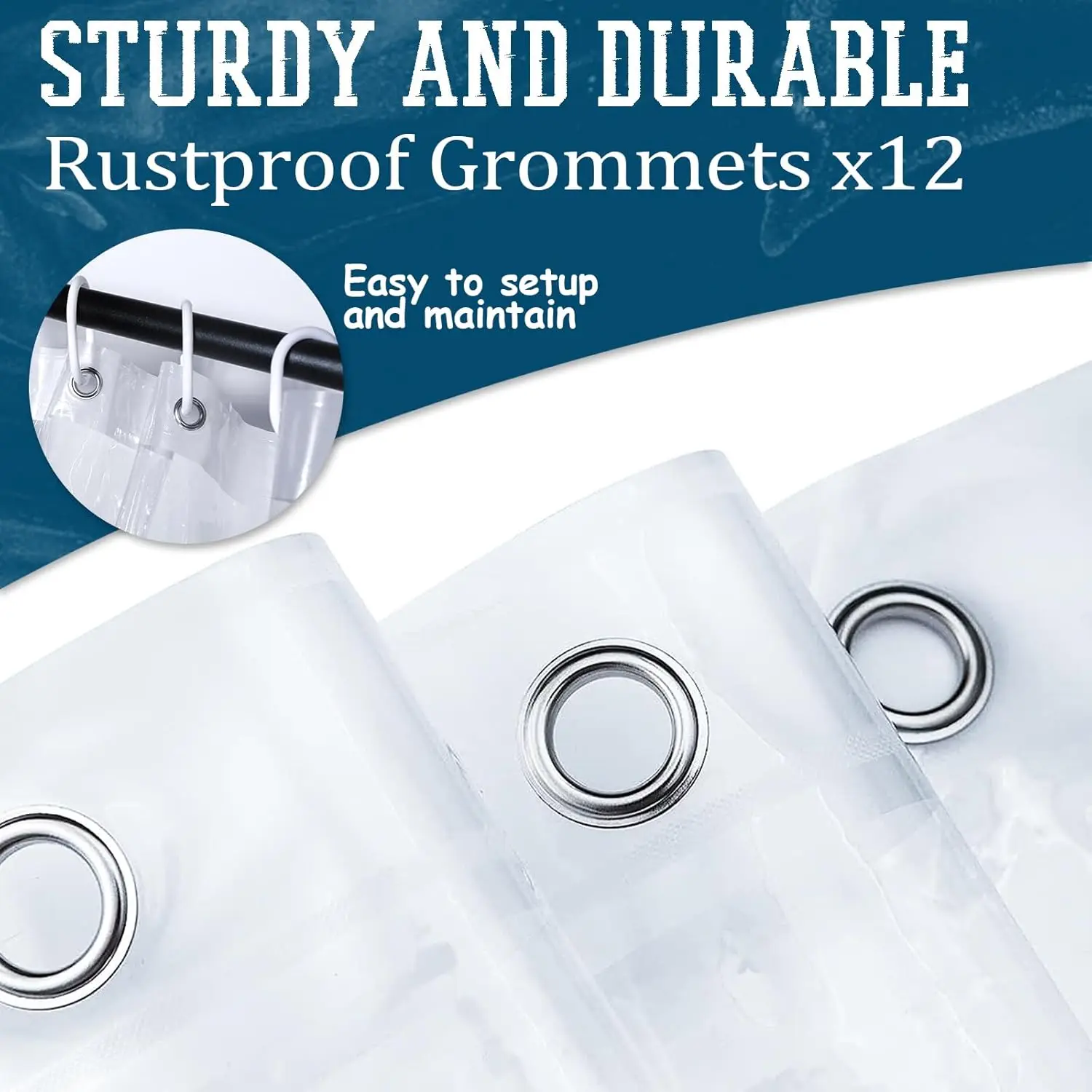 1pc Clear Shower Curtain Liner with Bottom Magnets & Metal Grommets-Plastic Lightweight Bathroom Curtain Bath Curtain Decor