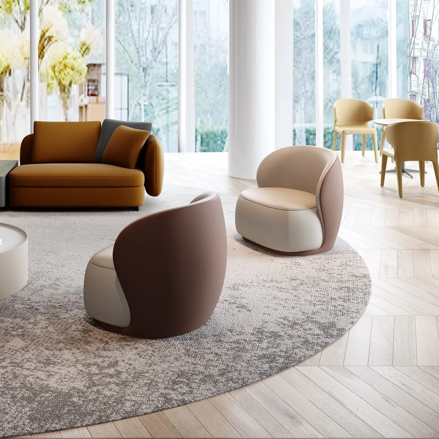 & Single Seat Hotel Reception Sofa Chair Wood Frame Artificial Leather Lobby Lounge Commercial OEM Customizable Wholesale Suppli