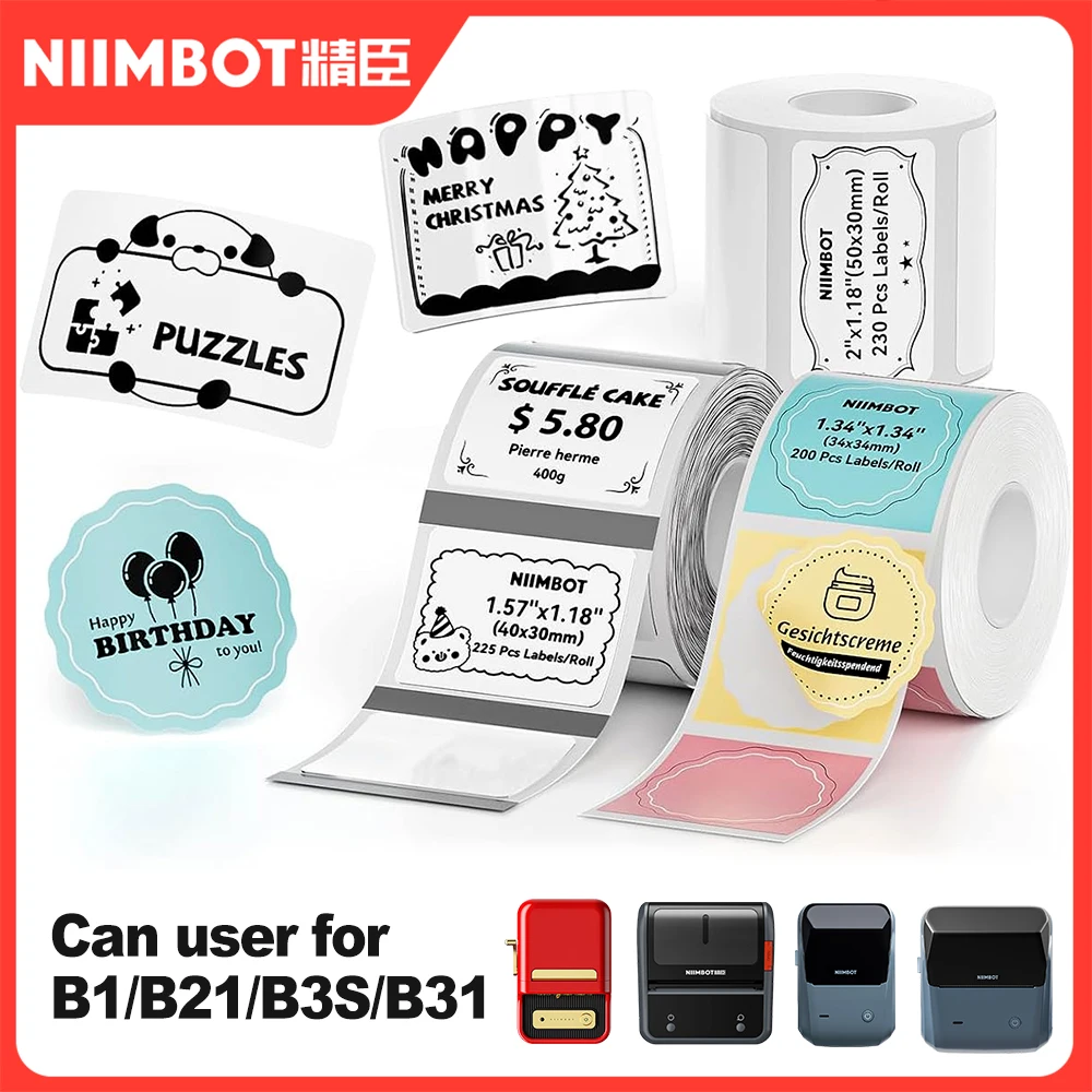 

Niimbot Labels Sticker White/Color/Transparent Thermal Adhesive Paper Roll Printer Paper For Niimbot B1 B21 PRO Portable Printer