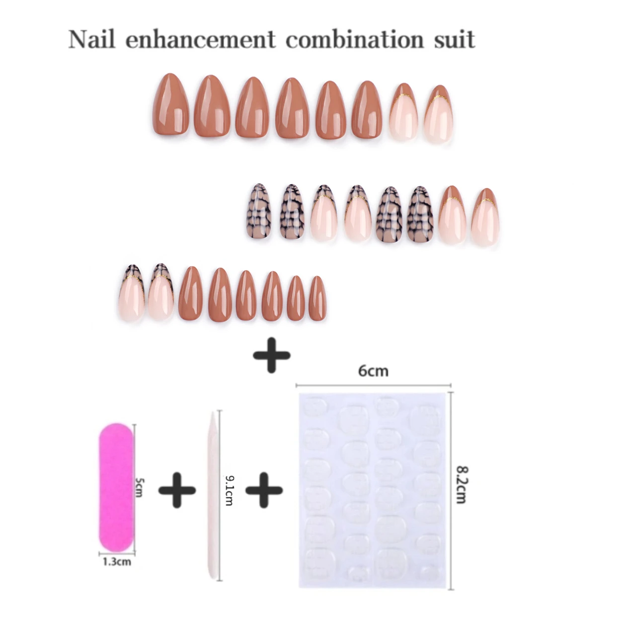 24 stuks medium amandel chique Franse pure manicure tip kunst getextureerde acryl kunstnagels slang druk op nepnagels voor vrouwen meisje