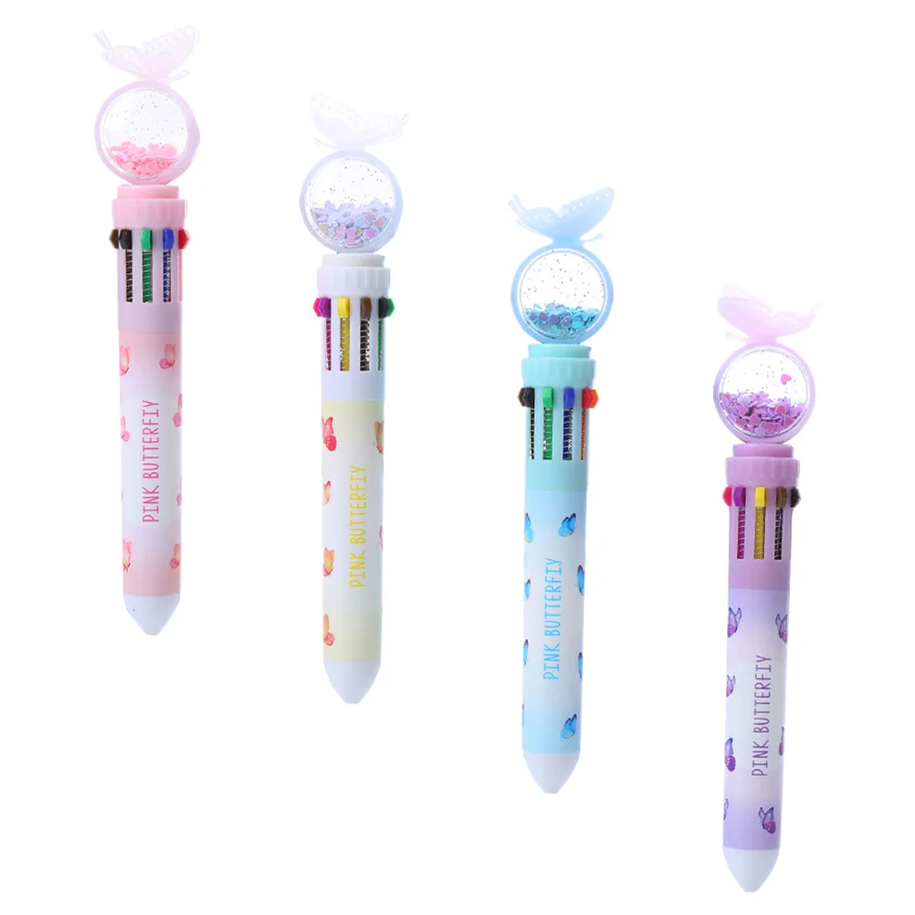 4Pcs Glitter Ballpoint Pen Colorful Multifunction Portable Writing Children Supply Kids Accessory Tool Multicolor Pen