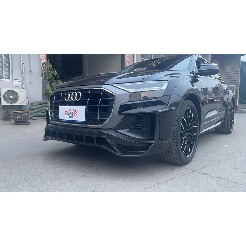 Runde Dry Carbon Fiber Auto Parts For 19-24 Audi Q8 Upgrade PD Body Kit Front Lip Wheel Eyebrow Rear Diffuser Spoiler Top Wing