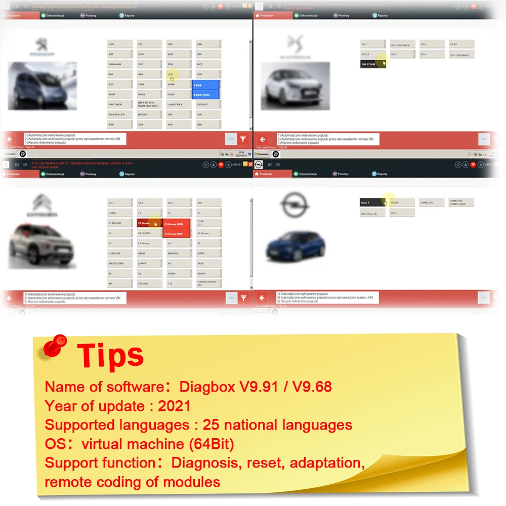 lexia3 diagbox v9.91 funciona con software de reparación de automóviles PP2000 para peugeot Citroen Diagnóstico Reinicio Adaptaciones