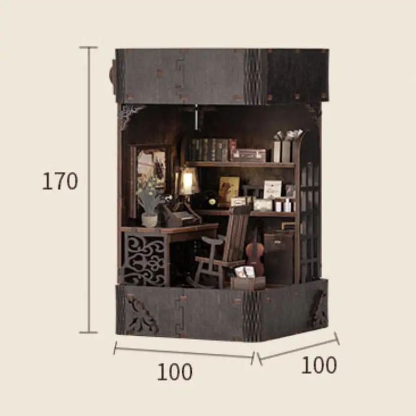 مجموعة منزل مصغر ذاتية الصنع ثلاثية الأبعاد مصنوعة يدويًا ديوراما عالمية صغيرة نماذج مشهد واقعية تحت عنوان صندوق غرفة الدمية كتاب زاوية هدية #6