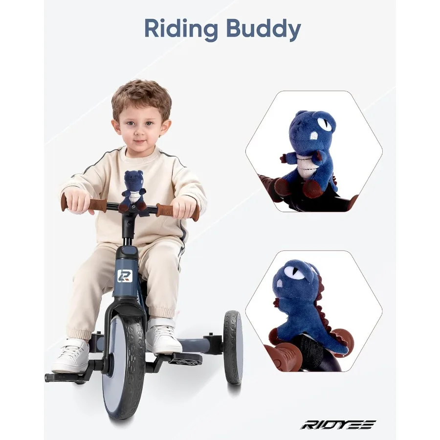 รถสามล้อเด็ก 5-in-1 สำหรับเด็กอายุ 1.5 ถึง 3 ปี พร้อมที่จับสำหรับผู้ปกครอง ปรับเปลี่ยนเป็นจักรยานทรงตัวได้โดยไม่ต้องใช้เครื่องมือ สายรัดนิรภัยแบบถอดได้