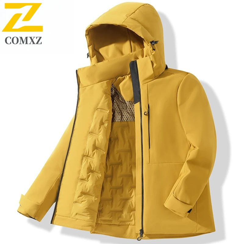 

COMXZ ветровка с хлопковой подкладкой, толстая ветрозащитная водонепроницаемая уличная мужская куртка для пешего туризма, кемпинга, альпинизма, дышащая теплая верхняя одежда
