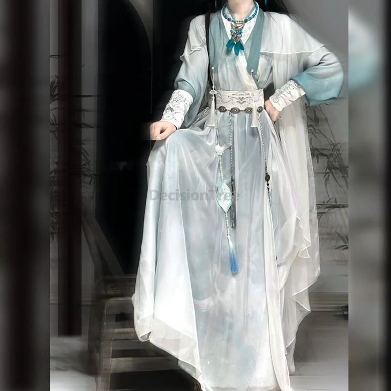 

2025 chinese characteristic Xianxia Drama hanfu fairy gradient teenager wuxia hanfu improved ancient style cosplay clothing